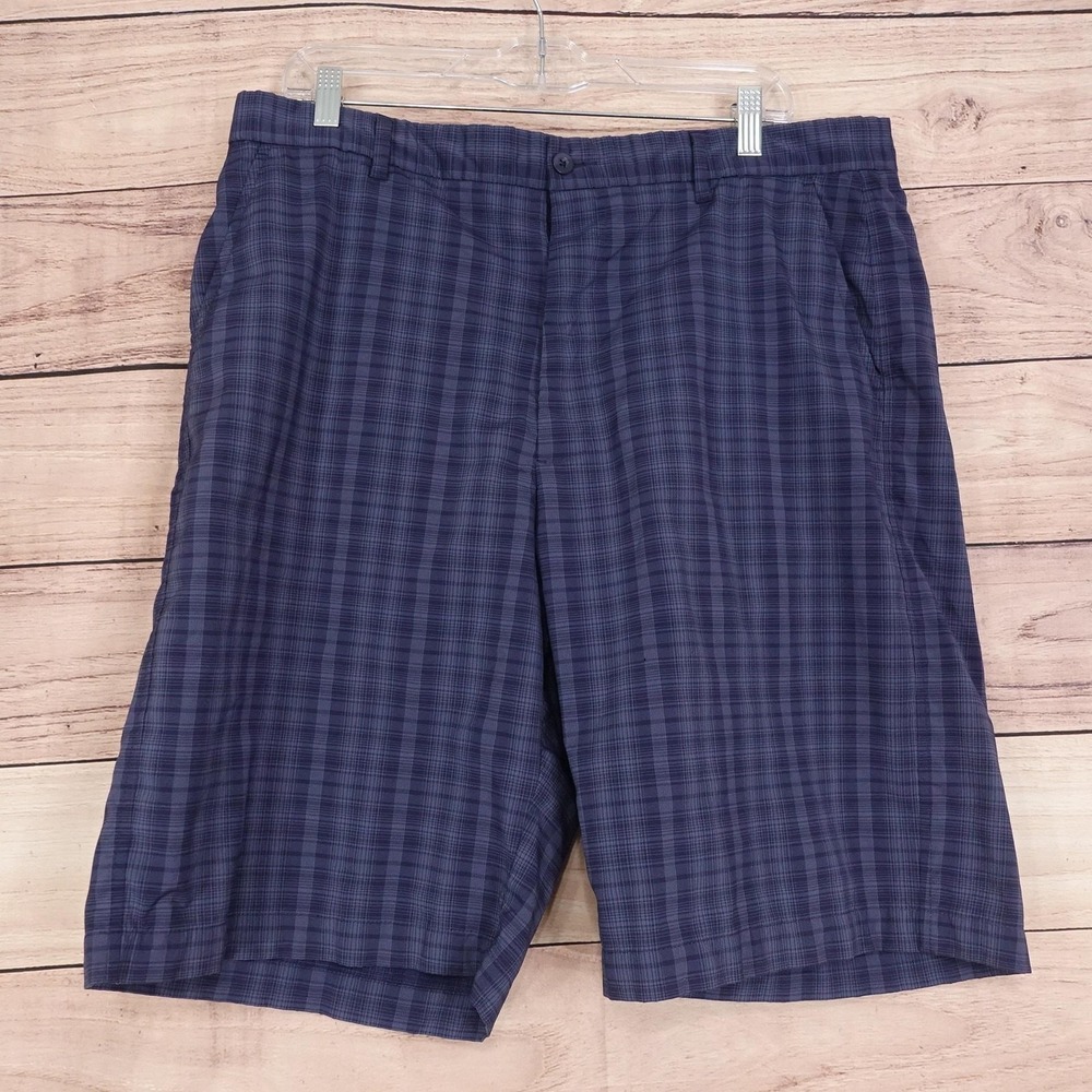 Tommy Armour Golf Shorts Mens 38 Blue Plaid Microfiber Spandex Bermuda